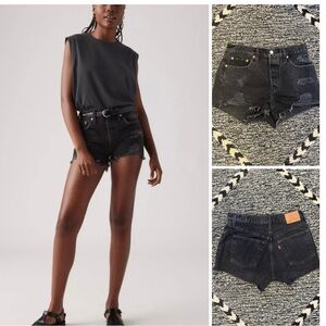 Levi’s 501 Original Fit cutoff black denim shorts women’s size 28